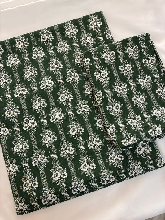 Green Single Size Cotton Bedspread with 1 Pillow Cover 60 x 90 in