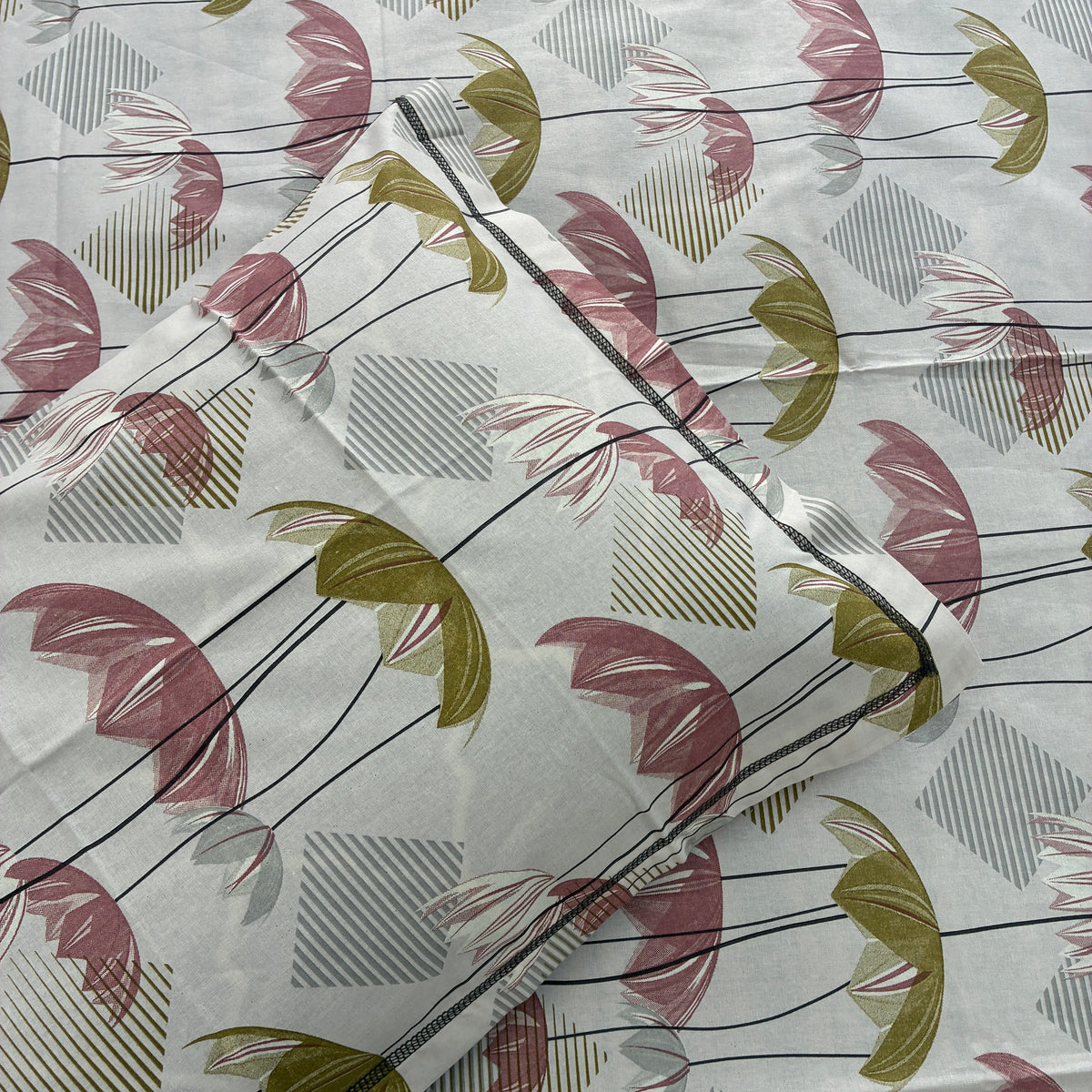 300 TC Pink Floral King Size Cotton Bedspread 108x108 inches