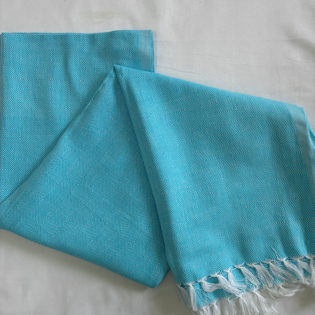 Blue Extra Long Cotton Bath Towel