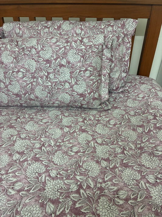 Purple Floral Super King Size Bedspread 120x 120 inches