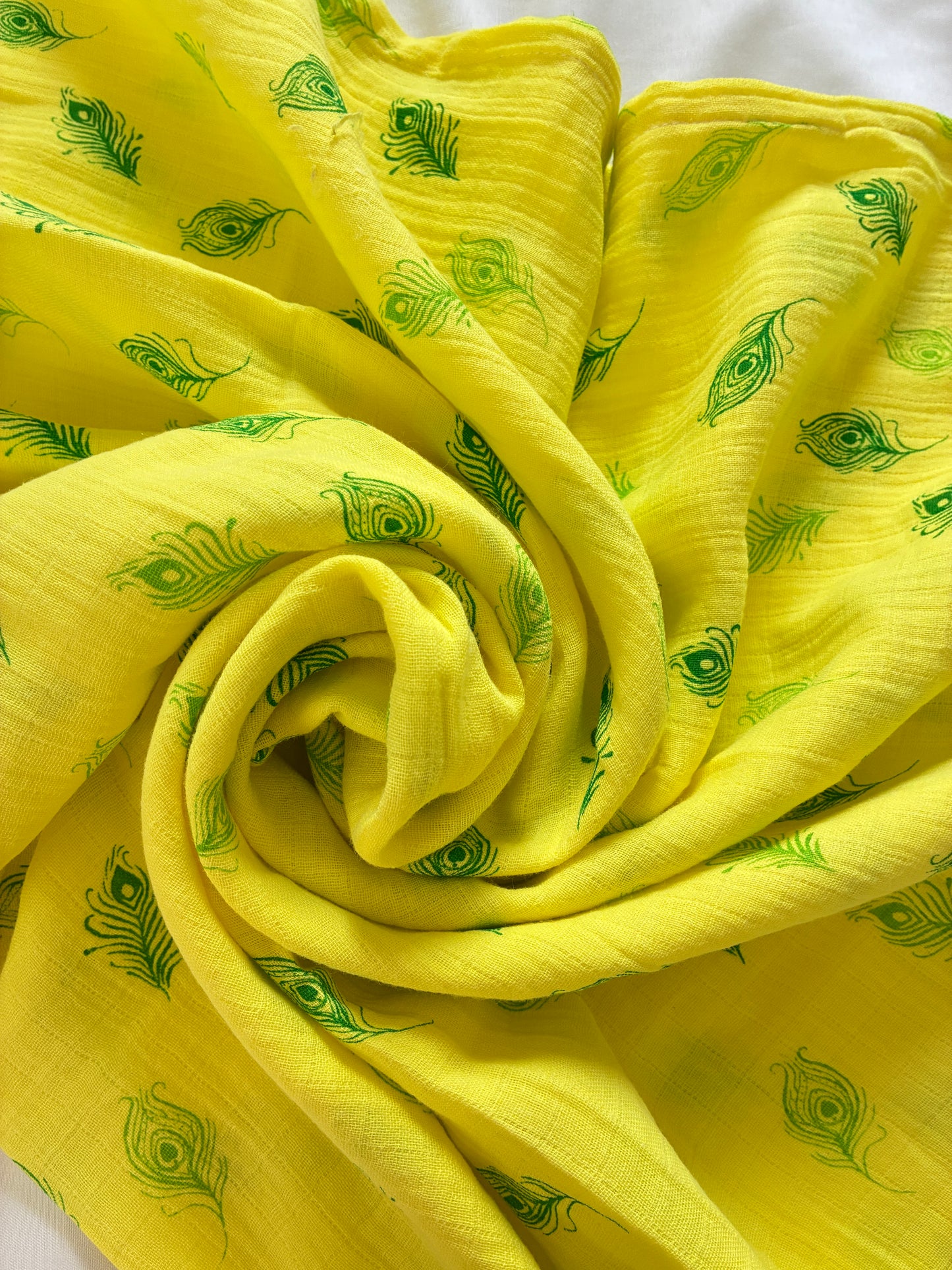 Yellow Feathers Muslin Bath Towel