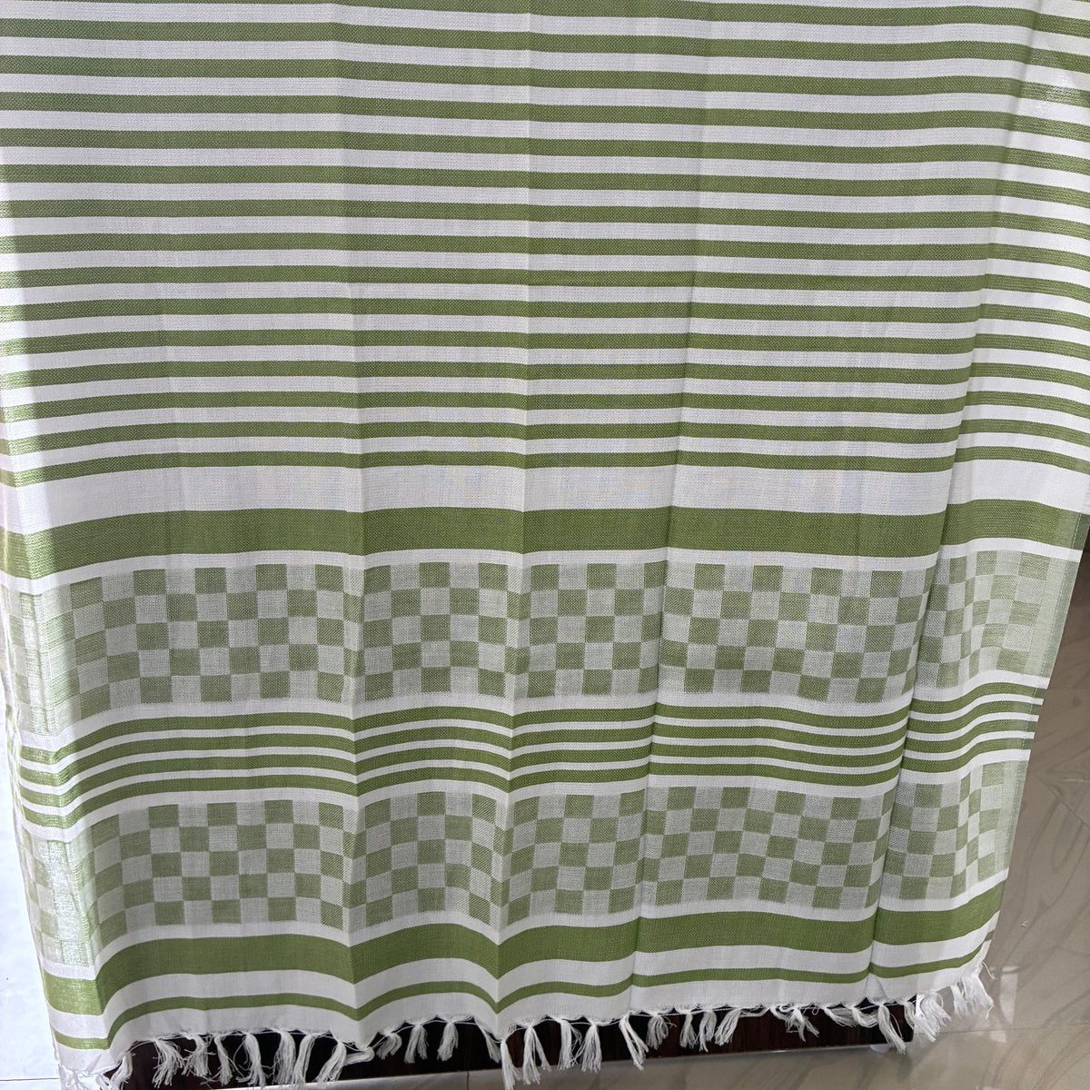 Green Checks Bamboo Bath Towels