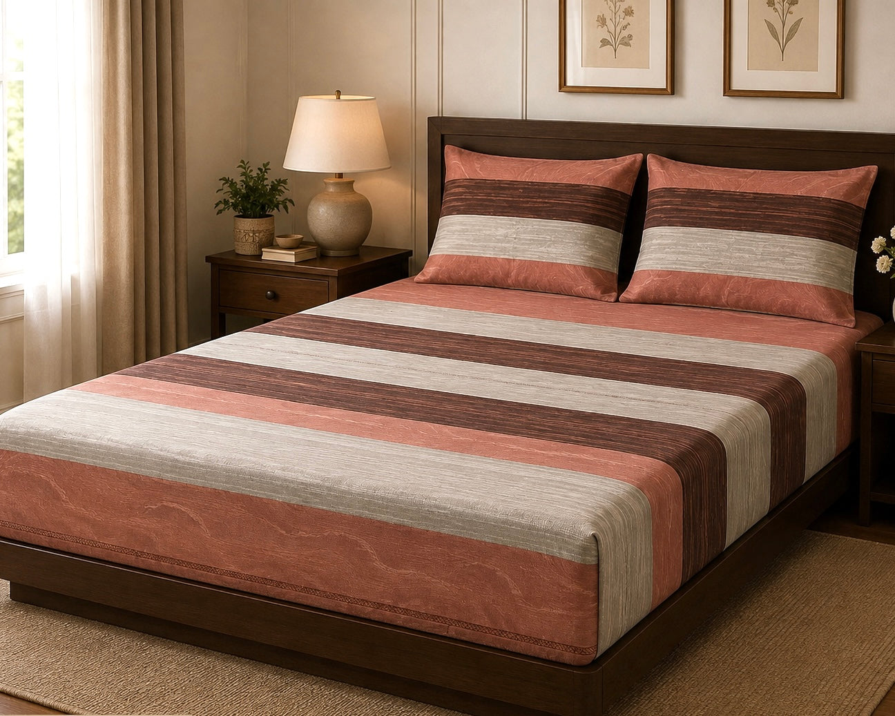 Super King Size Bedspread 120x 120 inches (2 PILLOW COVERS)