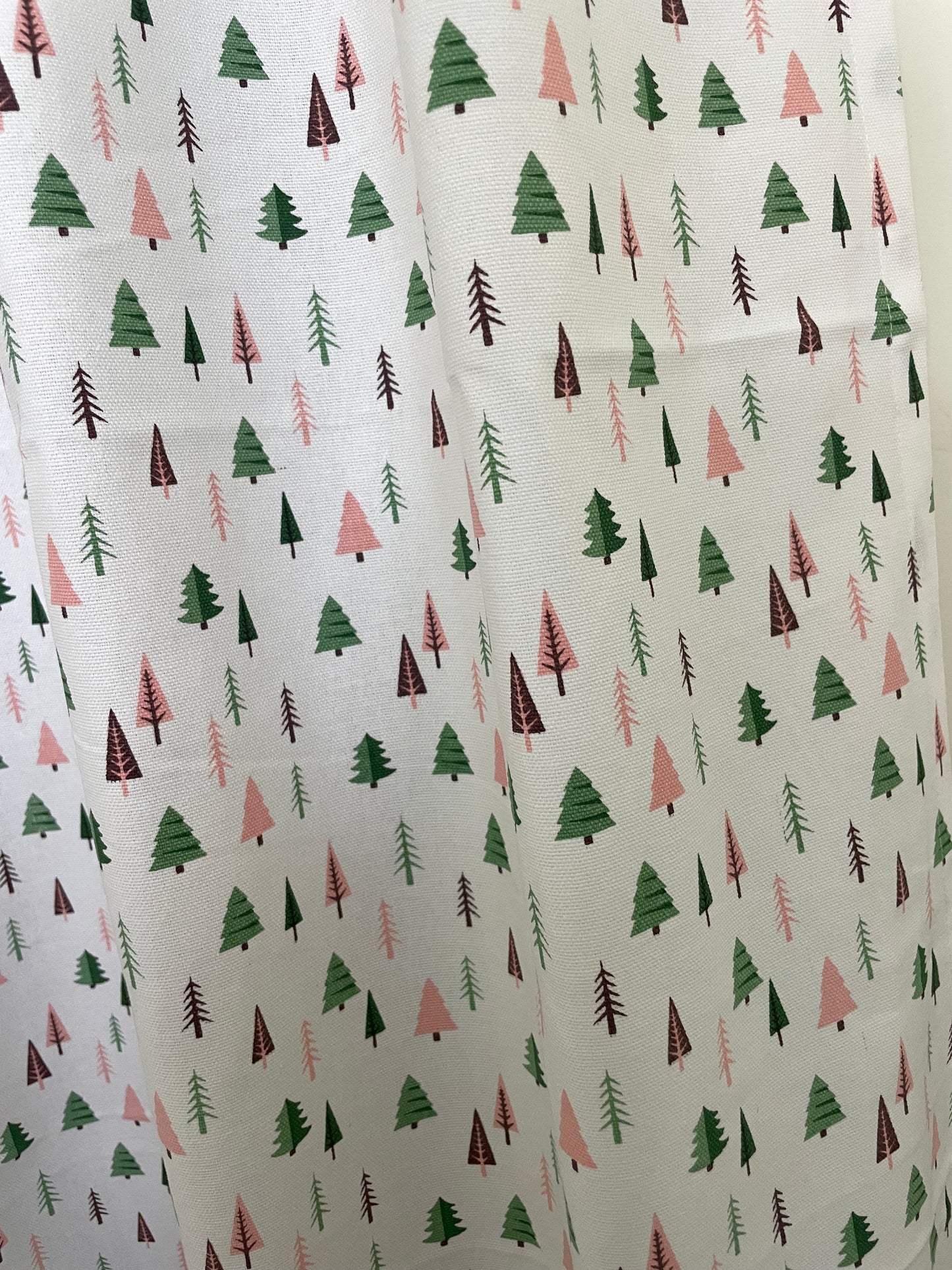 Christmas Tree Print Cotton Curtains