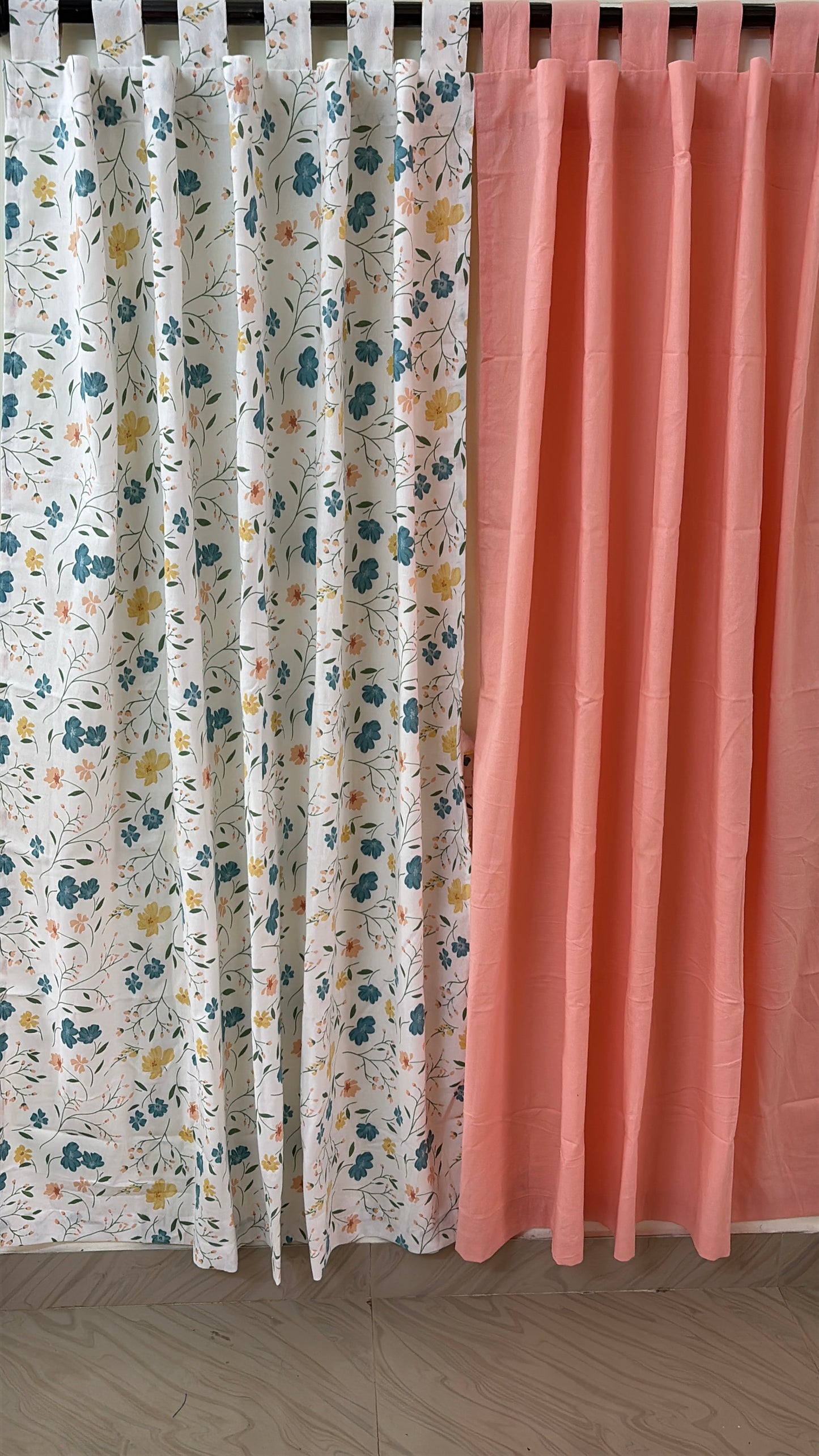 Peach solid curtain