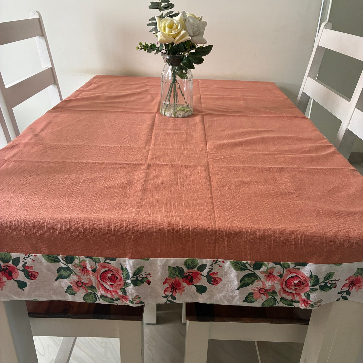 Plain with Floral Border 4 Seater Table Covers