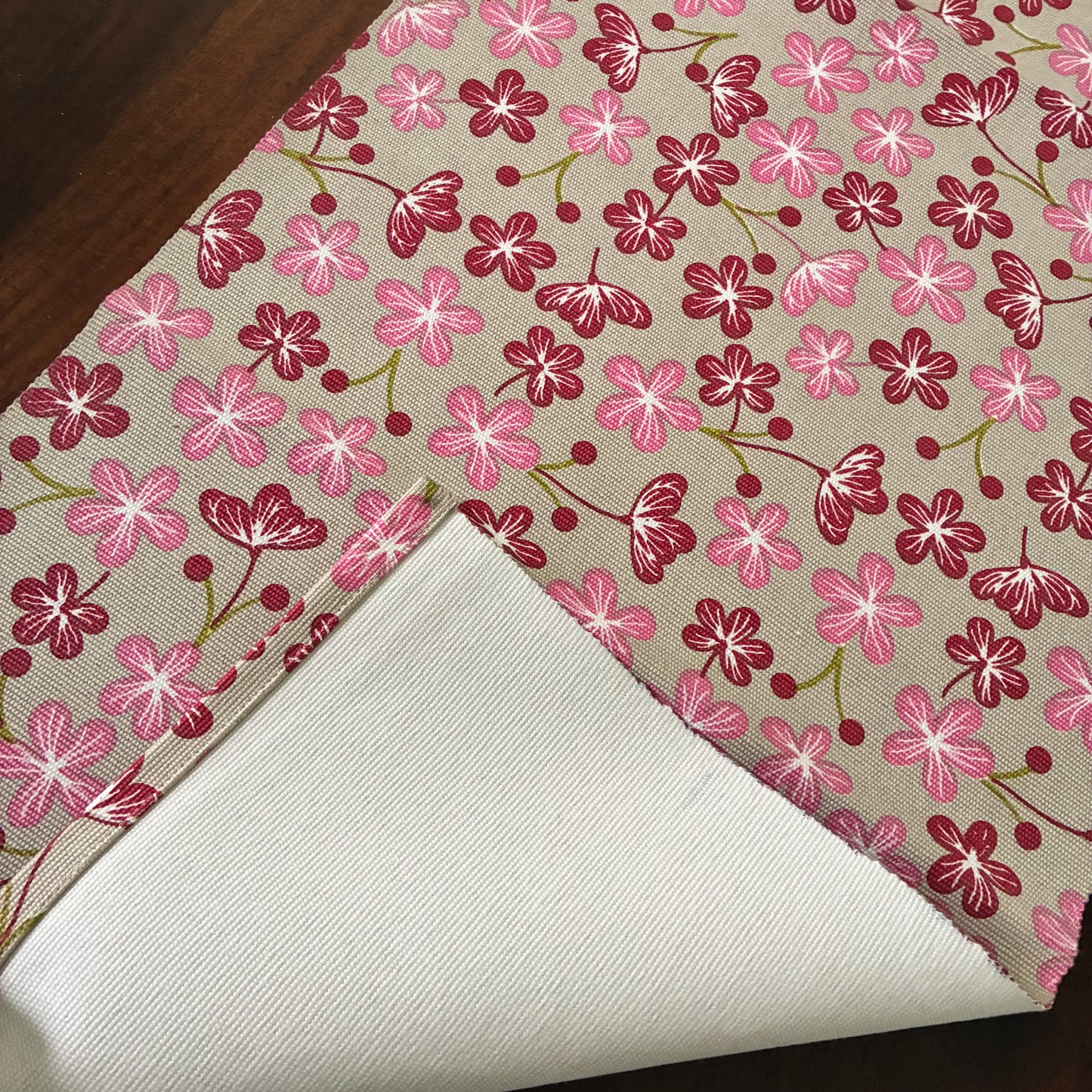 Pink Floral Table Runner 3 ft long