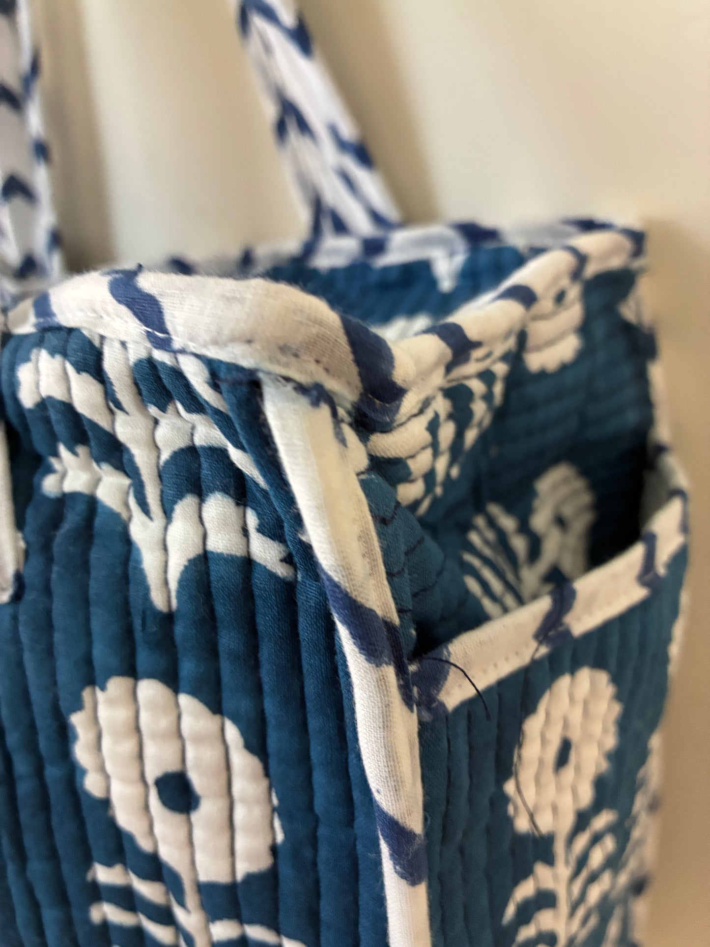 Quilted Waterproof Mini Tote / Lunch Bag with Zip Closure