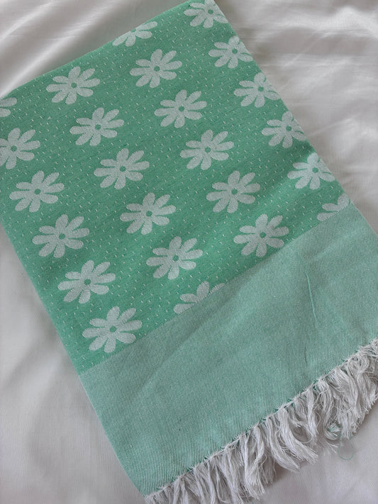 Sea Green Floral Single Size Blanket / Throw