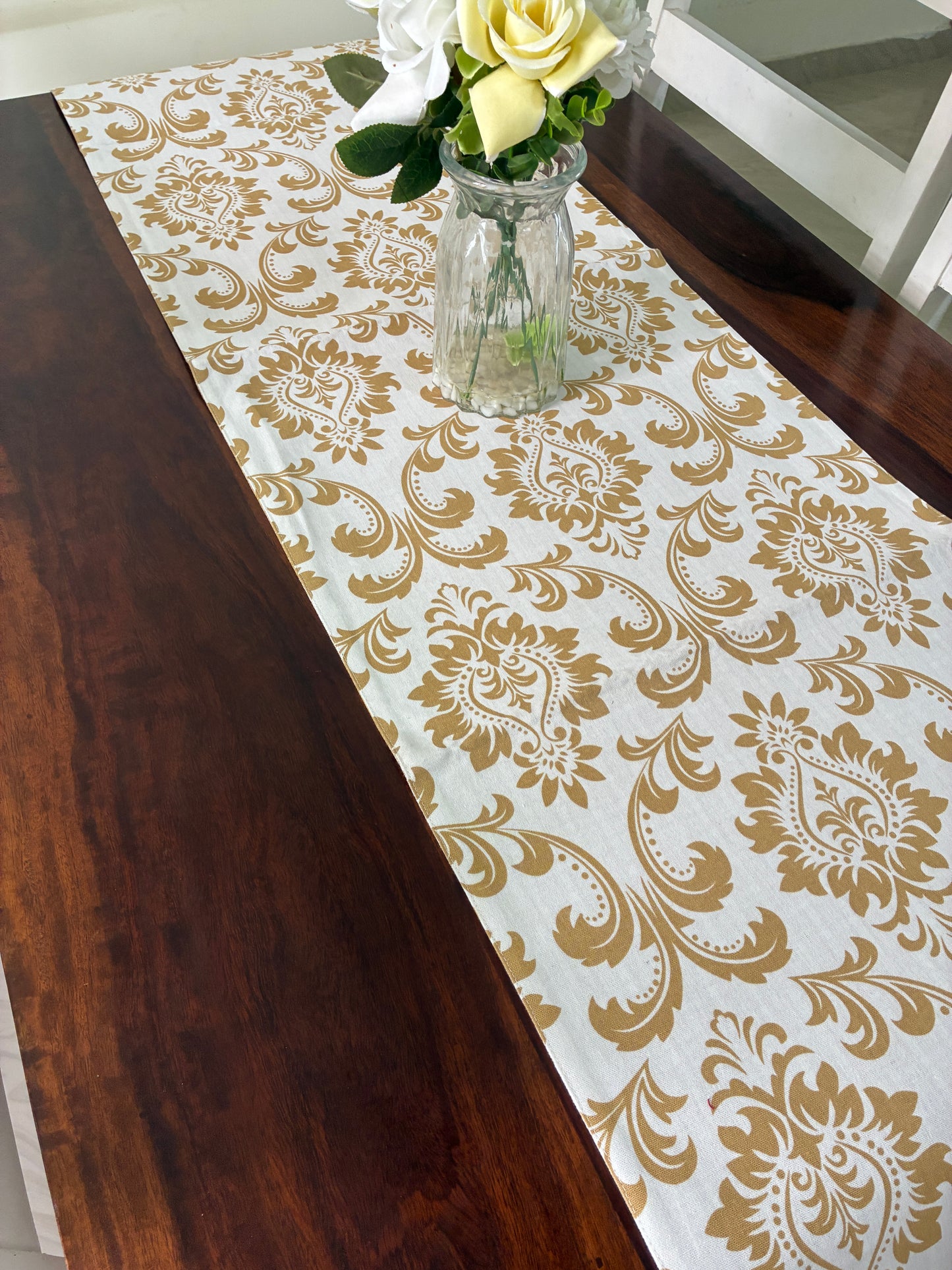 Brown Motif Reversible Table Runner 5.5 ft  long
