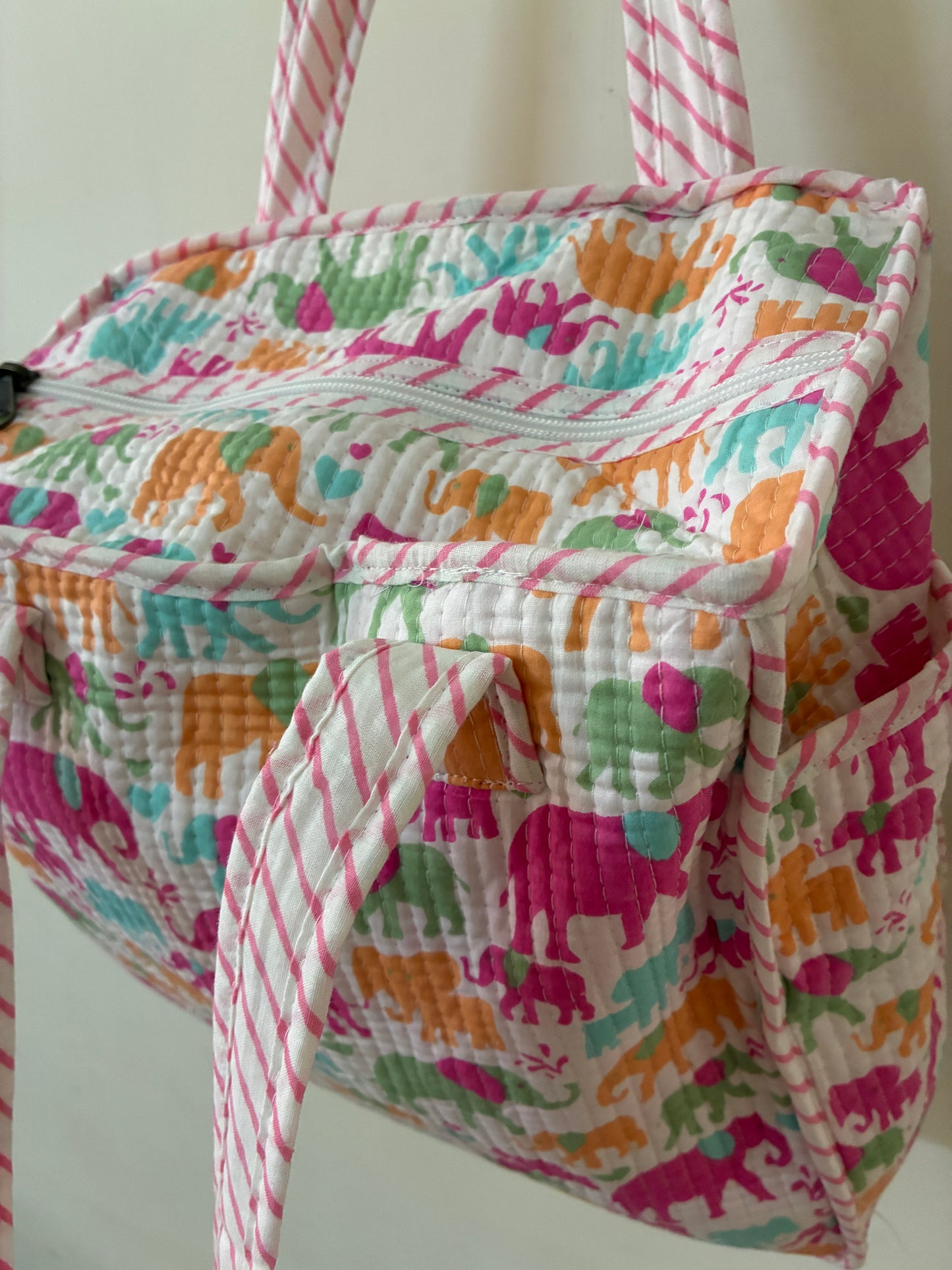 Quilted Waterproof Mini Tote / Lunch Bag with Zip Closure
