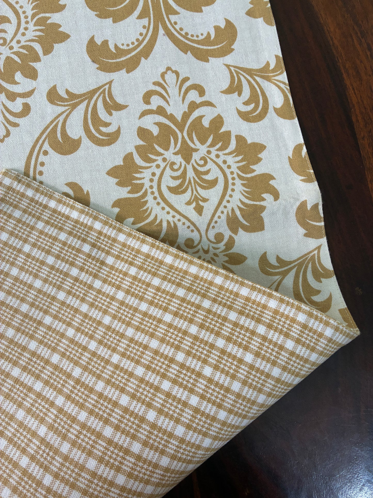 Brown Motif Reversible Table Runner 5.5 ft  long