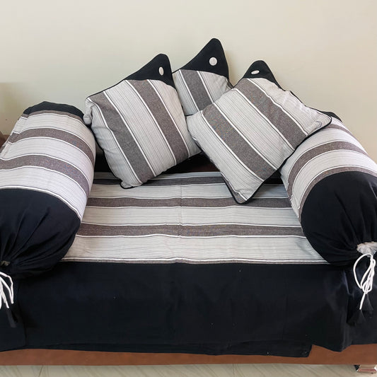 Black and White Stripes Diwan Set