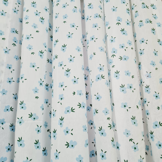 Sky blue floral Cotton Curtains