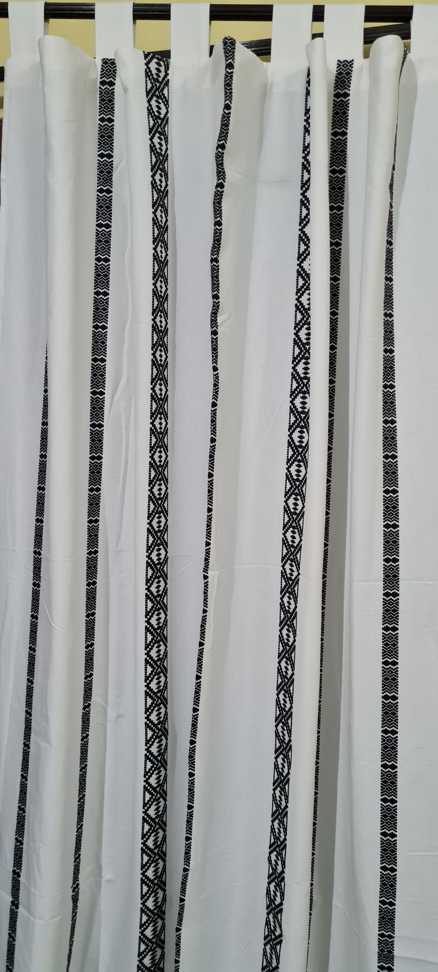 Black abstract Cotton Curtains 5ft pair