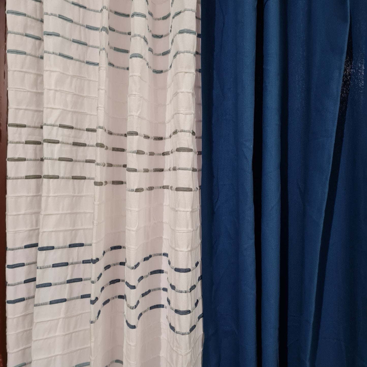 Blue hues striped Cotton Curtains