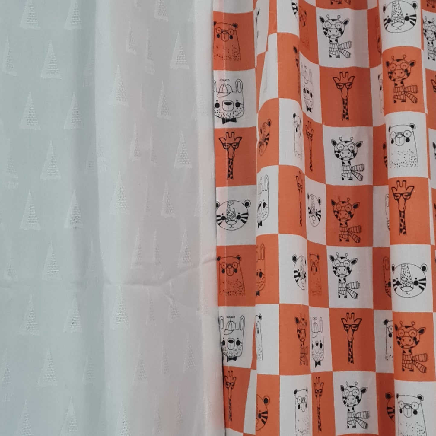 Orange Animals kids Cotton Curtains