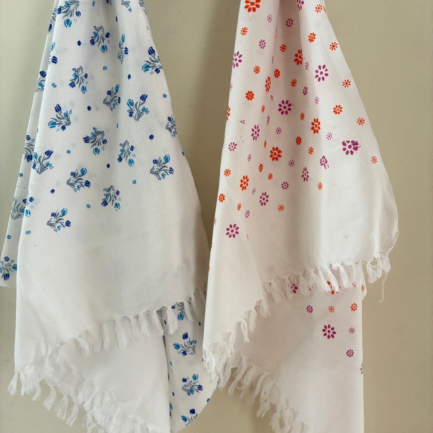 White Floral Cotton Bath Towel (Price for 1 Piece)