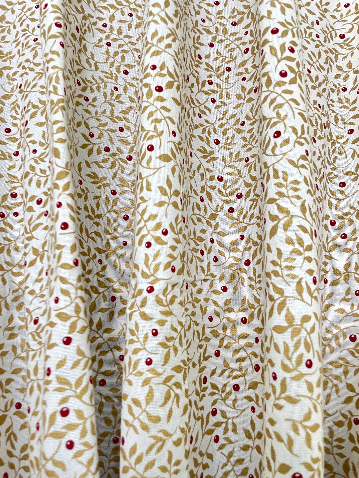 Brown Leaf & Berry Print Cotton Curtains