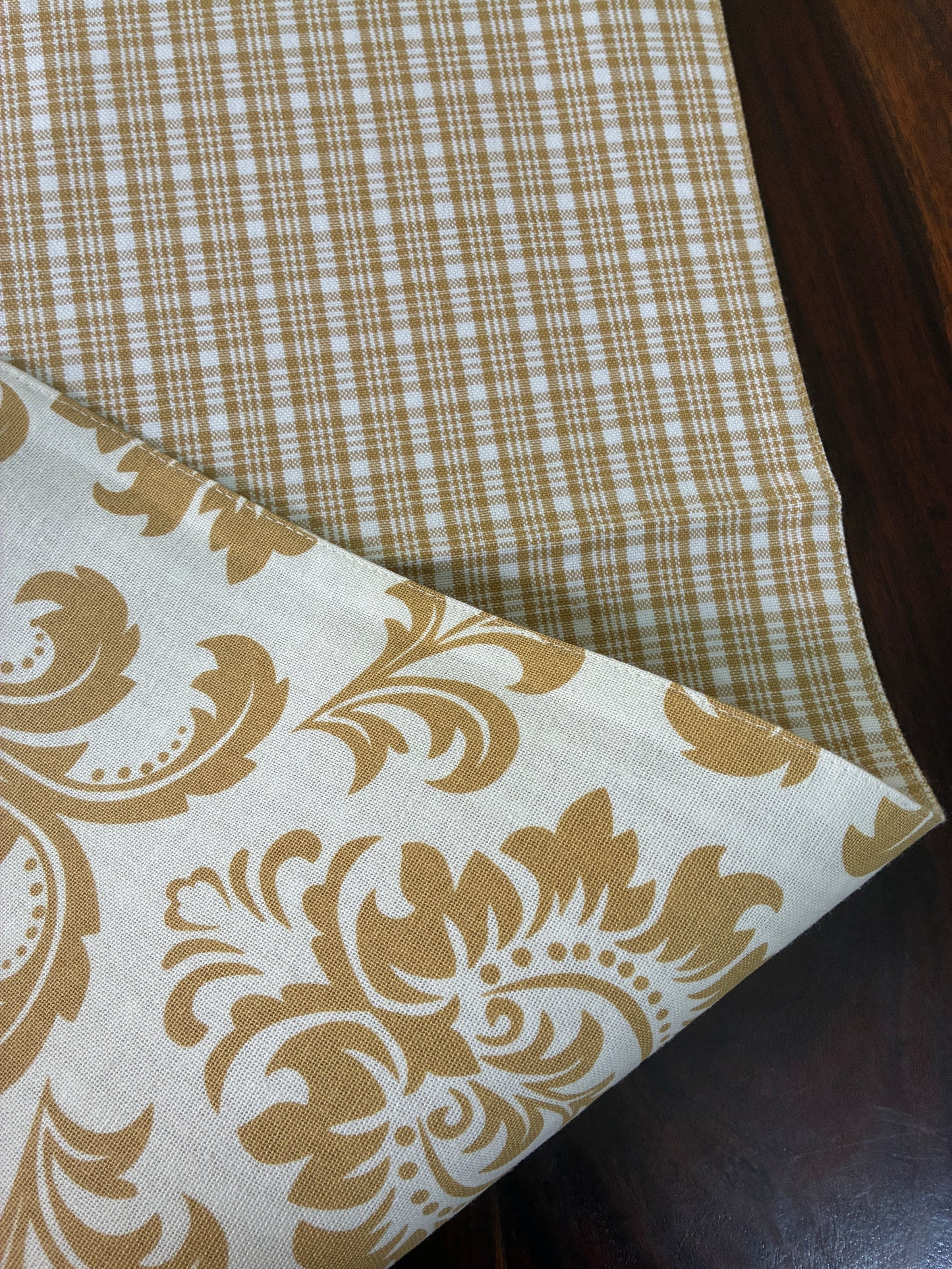 Brown Motif Reversible Table Runner 5.5 ft  long