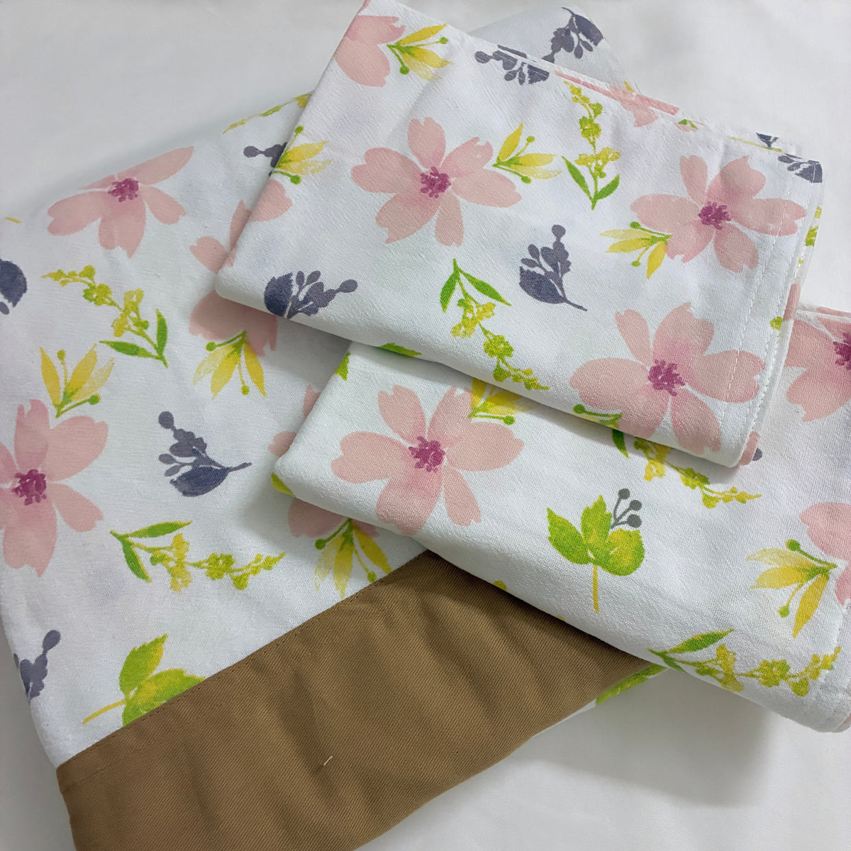 Pink Floral King Size Cotton Bedspread 100x110 inches