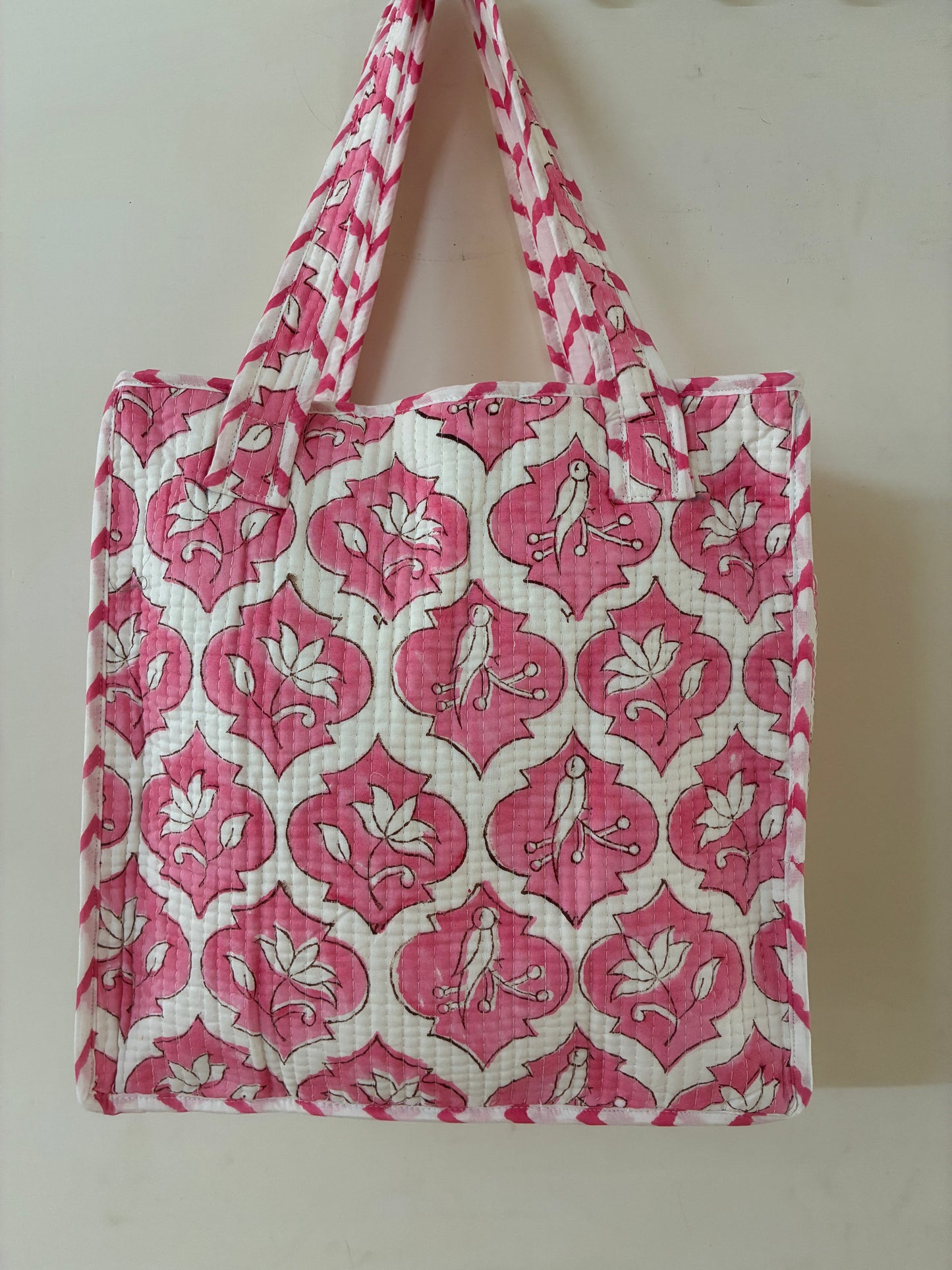 Quilted Waterproof Mini Tote / Lunch Bag with Zip Closure