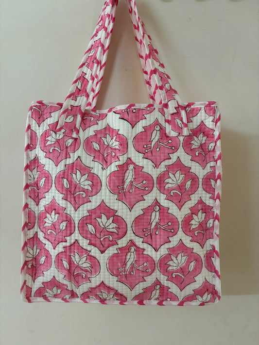Quilted Waterproof Mini Tote / Lunch Bag with Zip Closure
