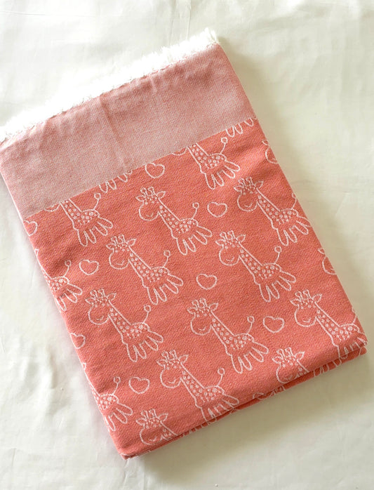 Peach Giraffe Blanket/ Throw