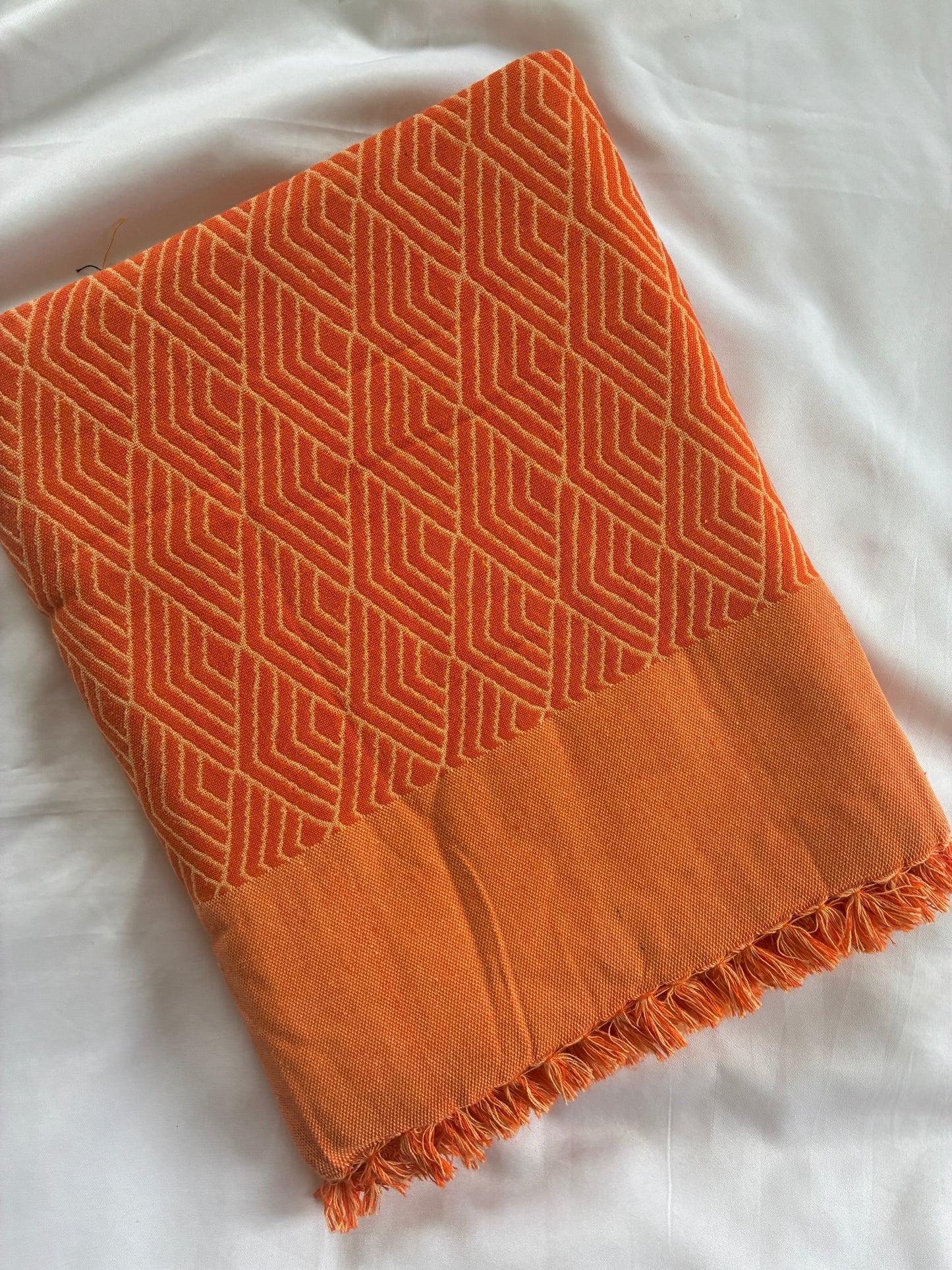 Thick Orange Cotton Blanket / Throw