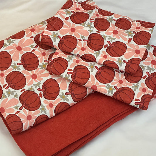 Pumpkin Print King Size Cotton Bedspread 100x110 in