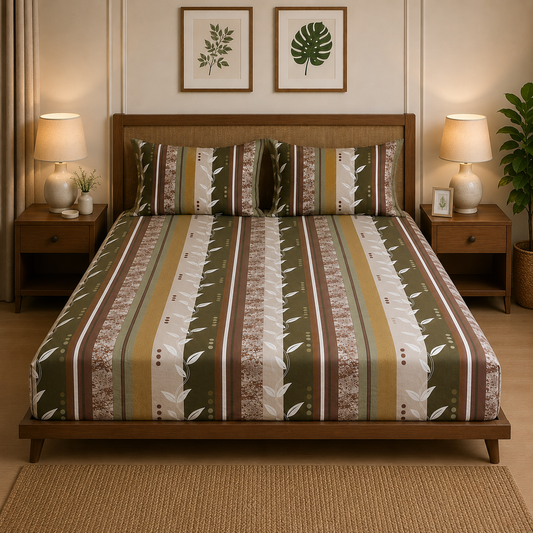 Fitted Cotton Bedspread (2 pillow covers)
