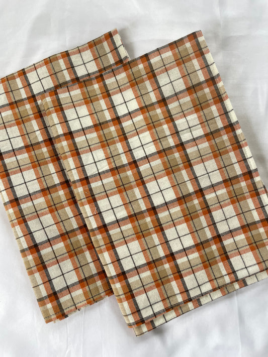Orange Checks Cotton Pillow Covers