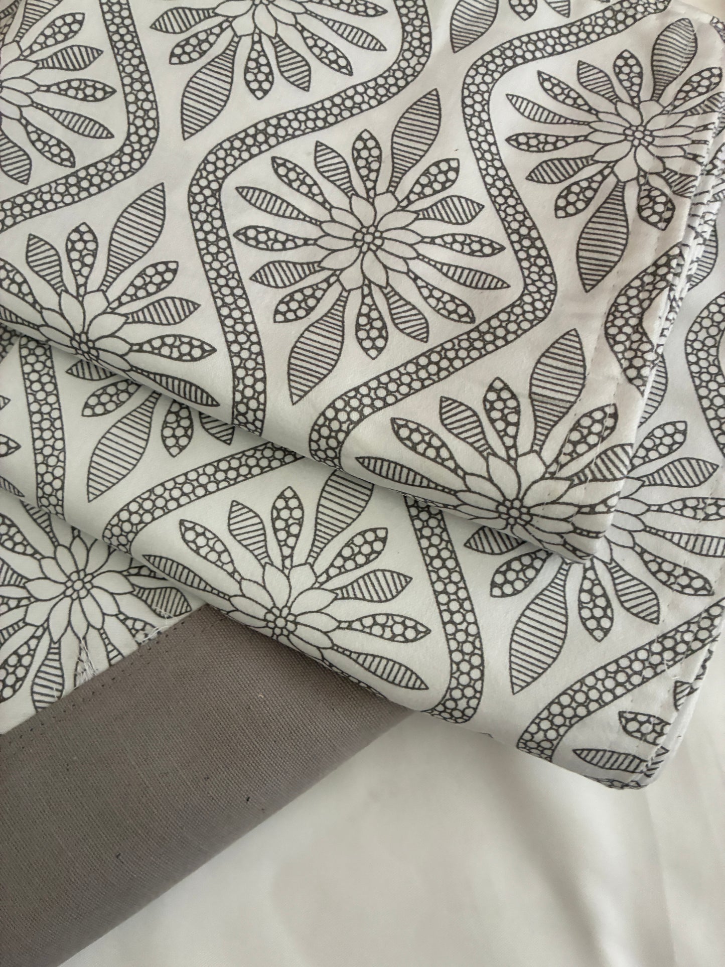 Floral Grid King Size Cotton Bedspread 100x110 inches
