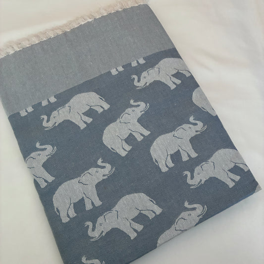 Light Blue Elephant Single Size Blanket / Throw