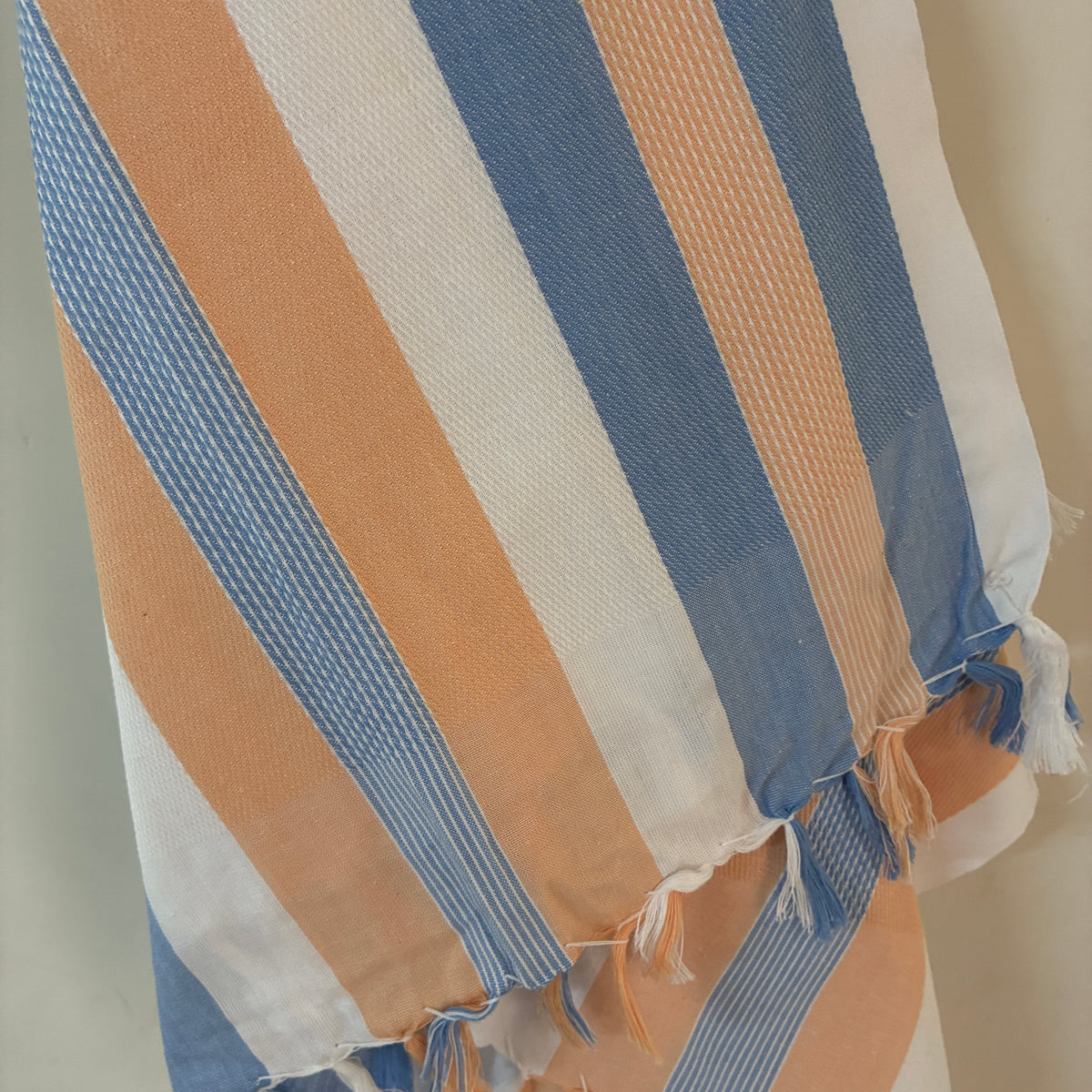 Blue with Brown Cotton Bath Towels