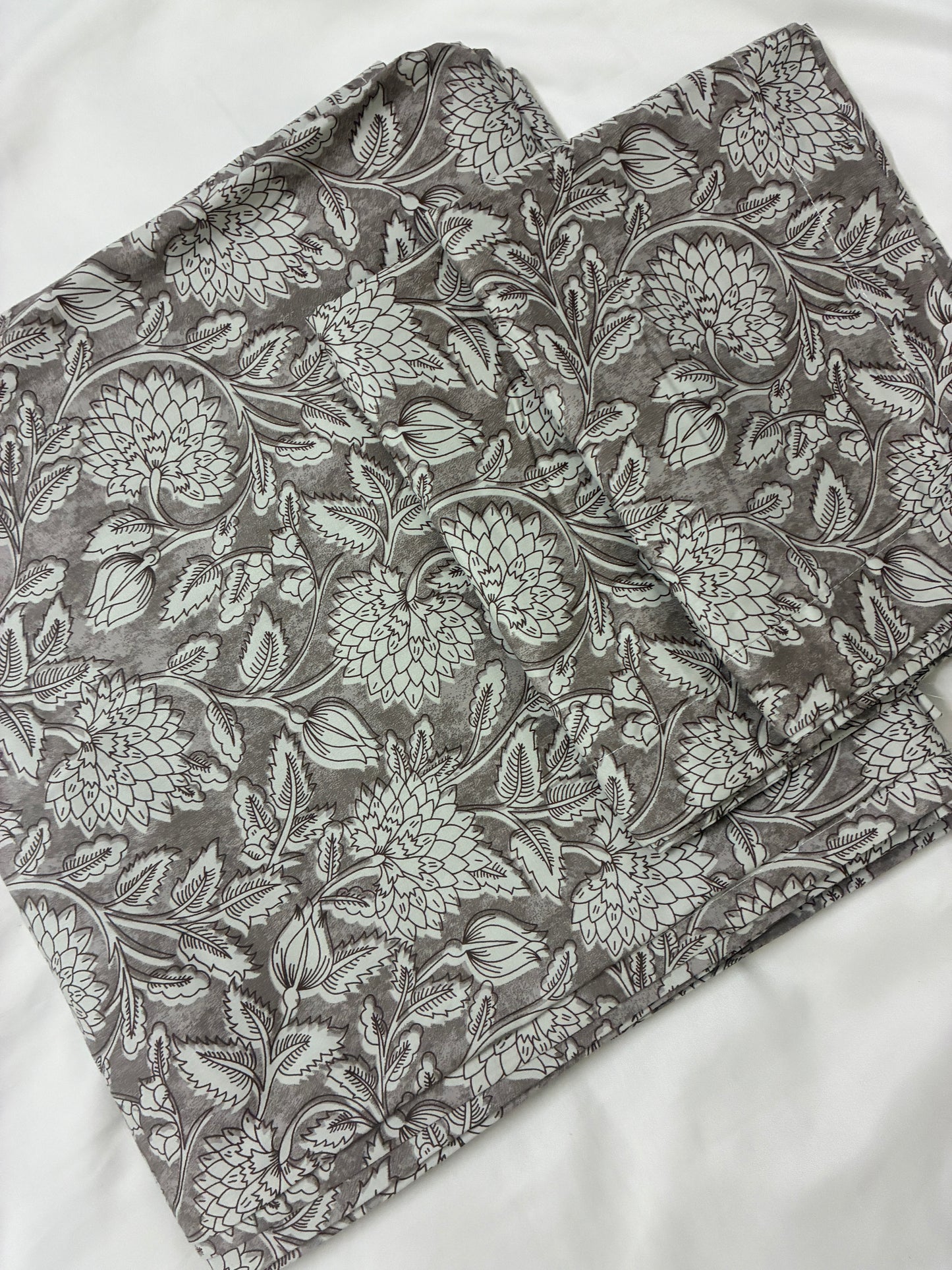 Grey Floral Super King Size Bedspread 120x 120 inches