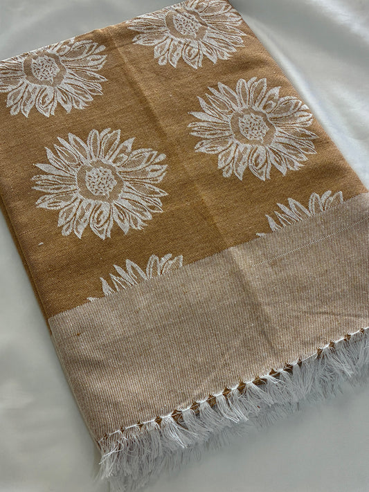 Brown Sun Flower Single Size Blanket / Throw