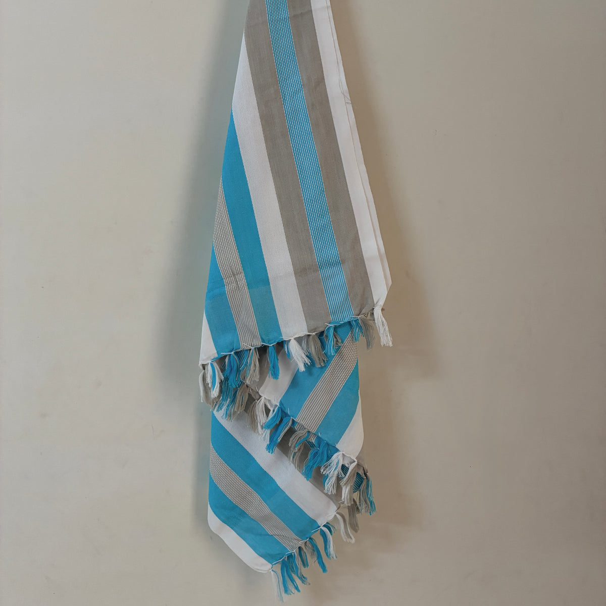 Blue with Grey Cotton Bath Towels
