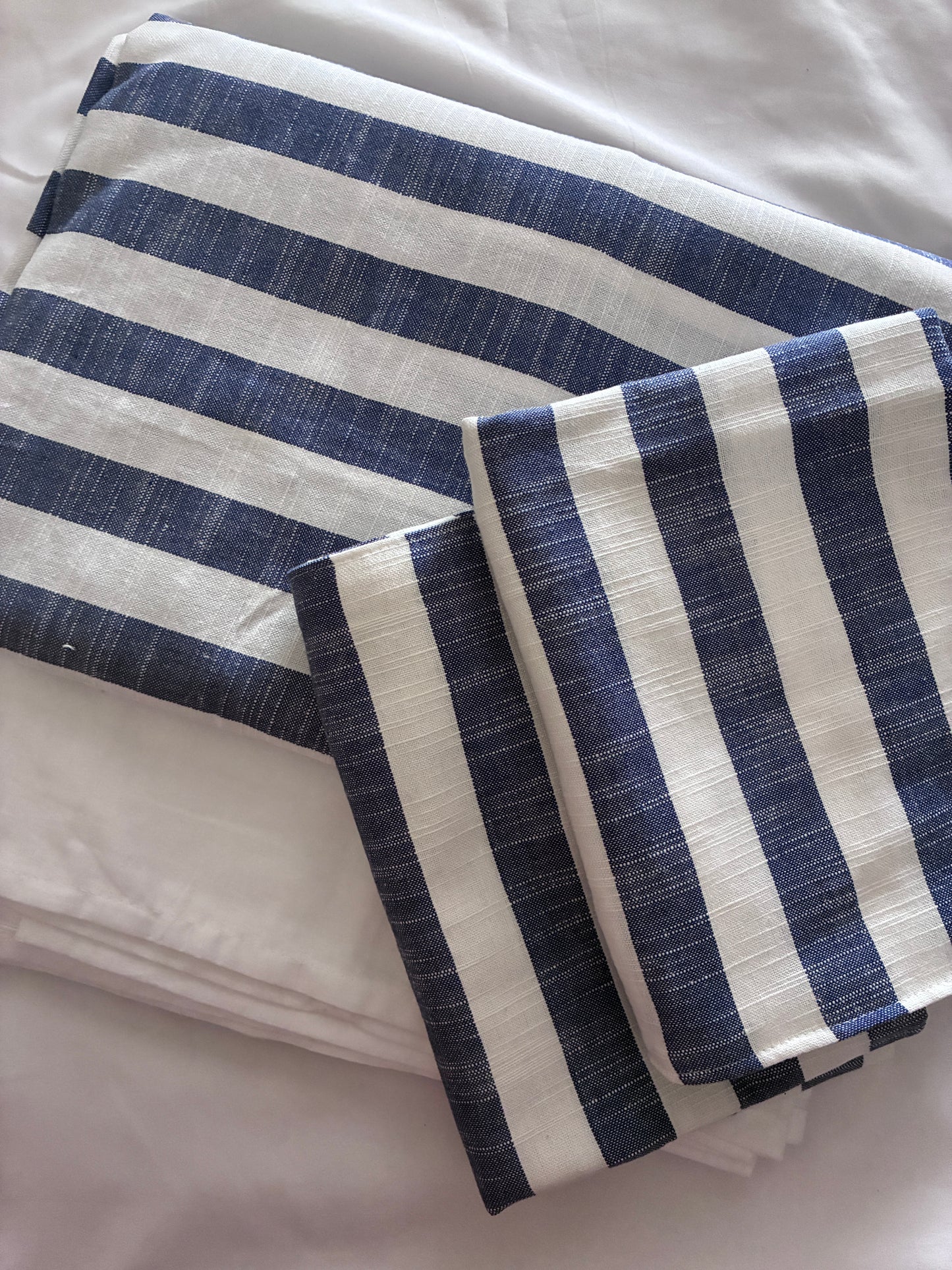 Blue Stripes King Size Cotton Bedspread 100x110 in