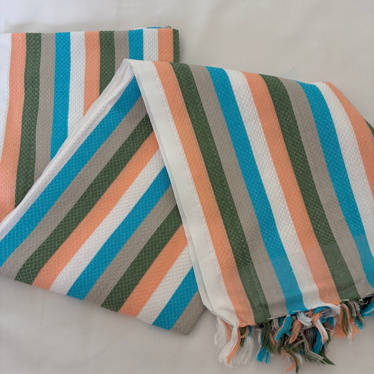 Blue Stripes Extra Long Cotton Bath Towel