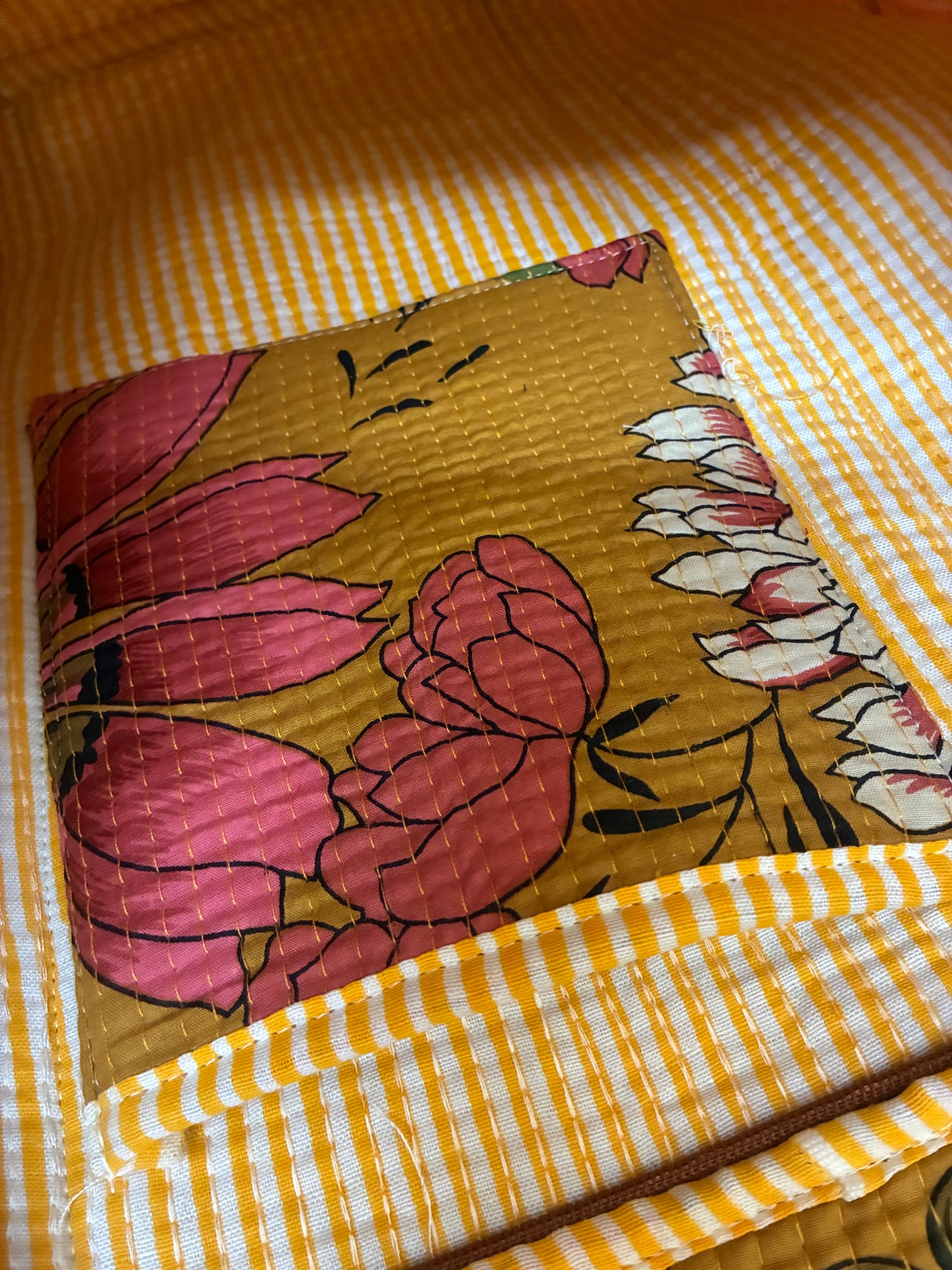 Large Quilted Tote Bag with Zip Closure