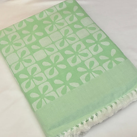 Green Floral Single Size Blanket / Throw