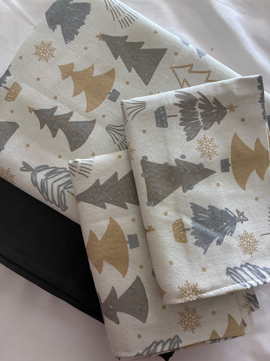 Christmas Tree Glitter King Size Cotton Bedspread 100x110 in