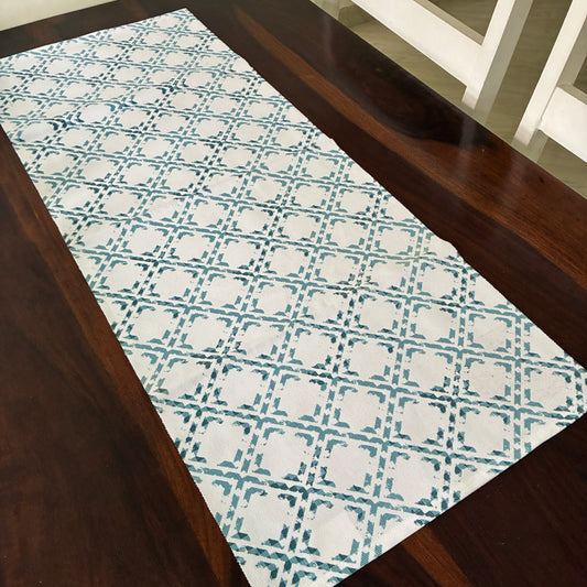Blue Abstract Table Runner 3 ft long