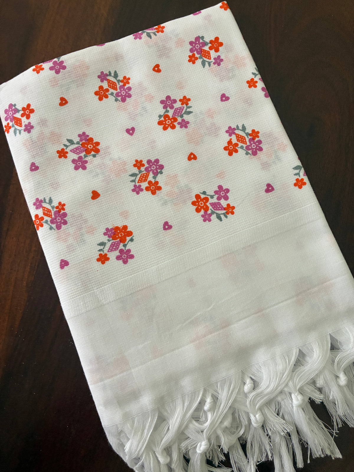 White floral Cotton Bath Towels