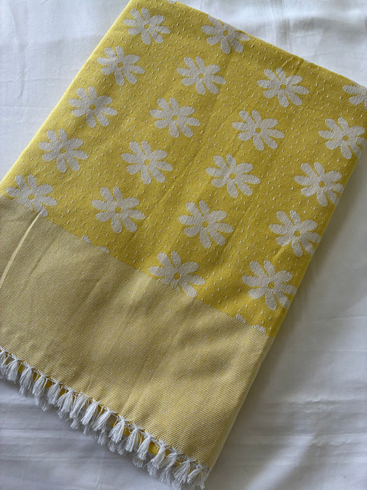 Yellow Floral Blanket / Throw