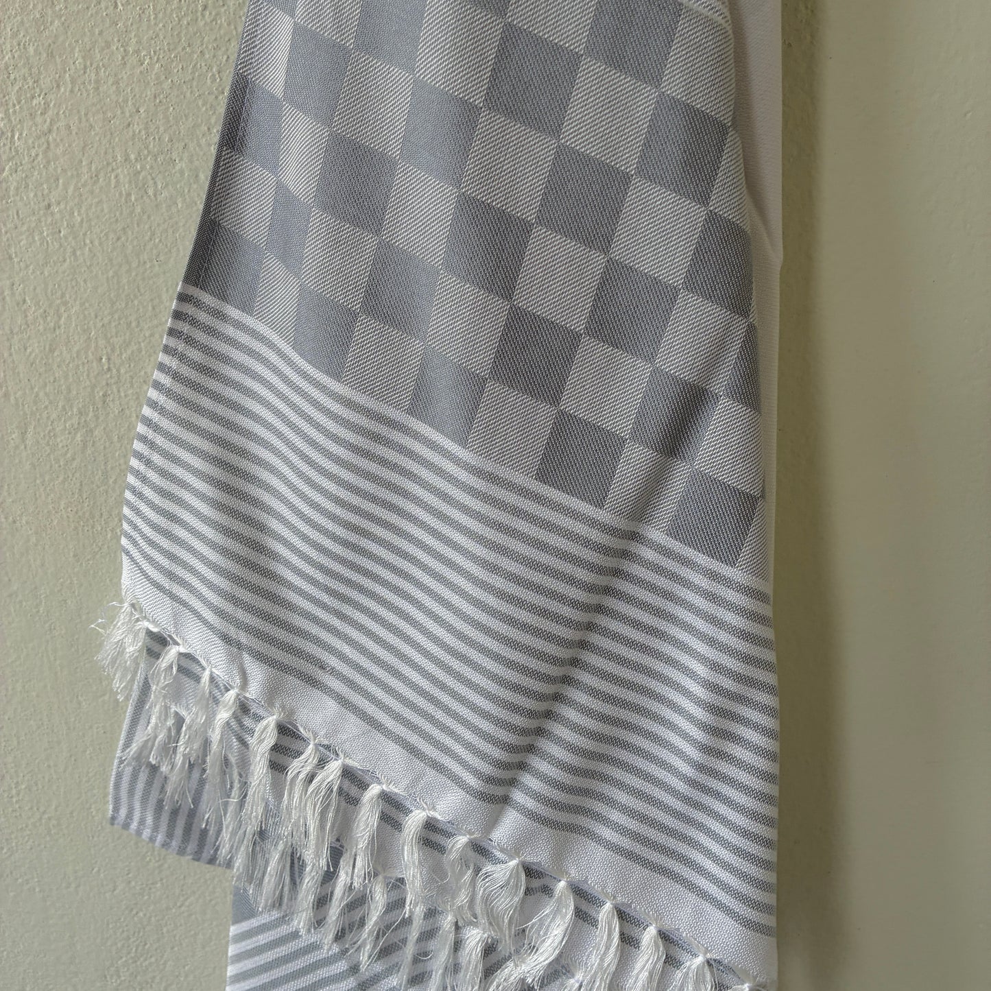 Grey Checks Bamboo Bath Towels