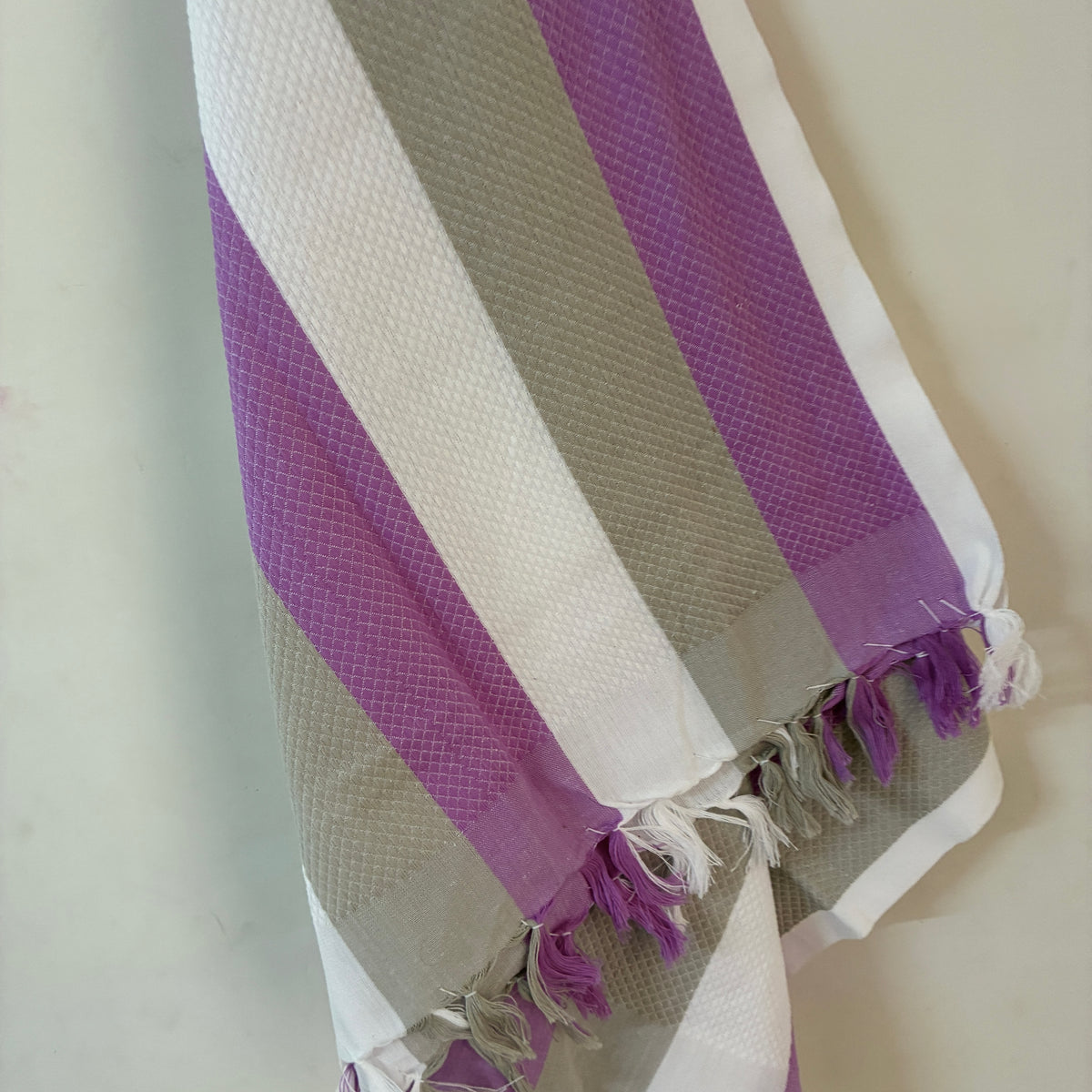 Purple with Grey Cotton Bath Towels