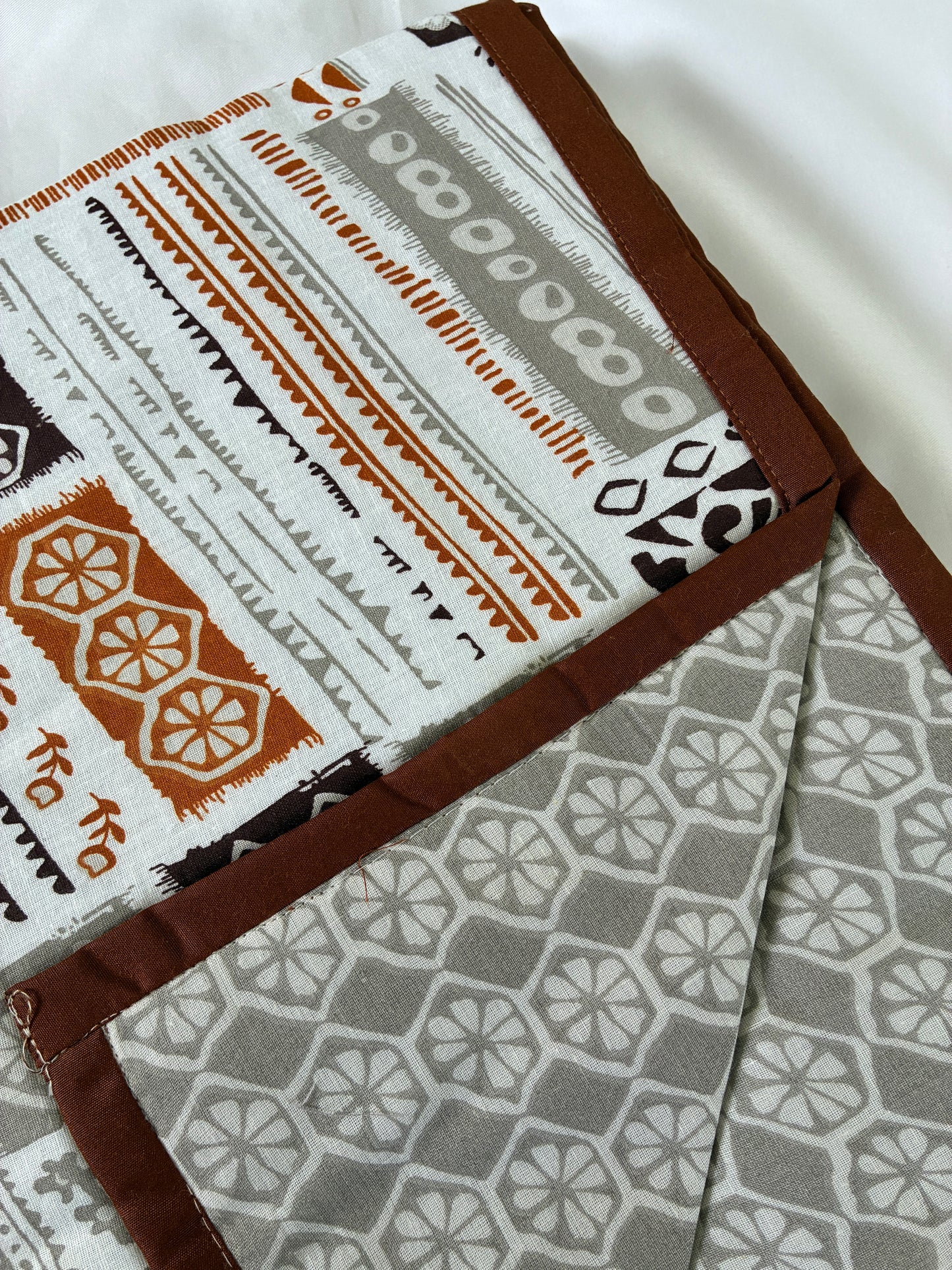 Brown Abstract Single Size Cotton Dohar