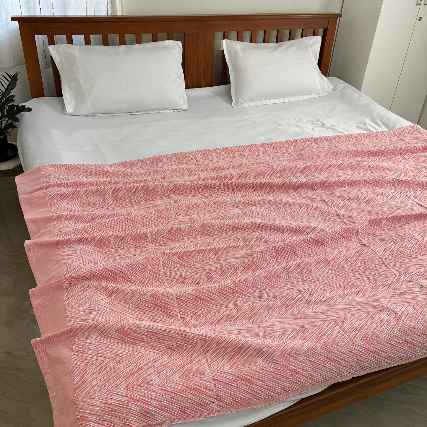 Orange Dual Tone zigzag Single Size Blanket / Throw